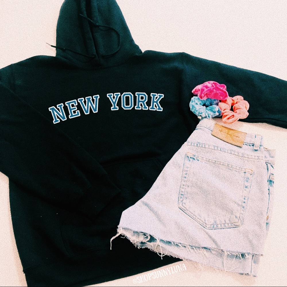 New York Black Hoodie Sweatshirt